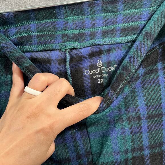 Cuddl Duds Fleecewear Stretch Leggings Pack of 2 Navy/Navy Plaid Size 2X - Picture 3 of 8